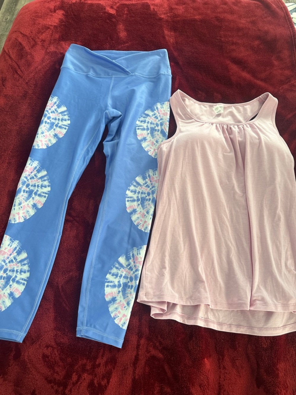 Blue Tie-Dye blue with Light Pink matching tank Marika wild fox. m/l LN